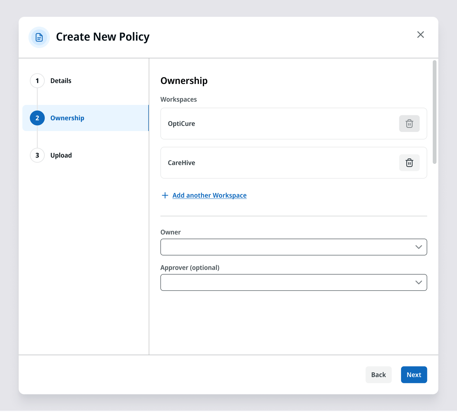 New Policy Modal (multiworkspace)