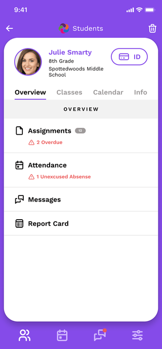 Student Overview Screen