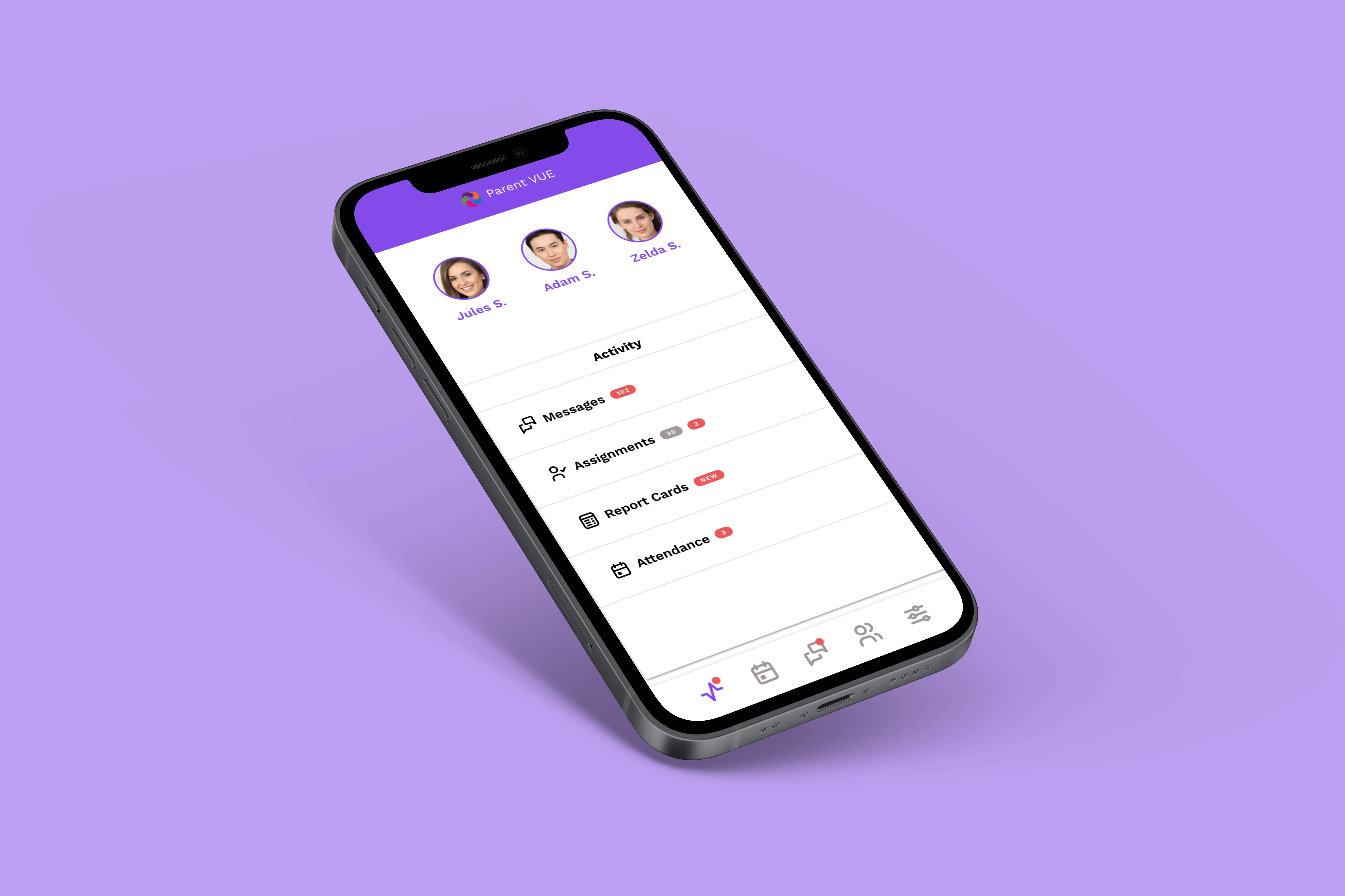 Image of ParentVUE Mobile App on an iPhone